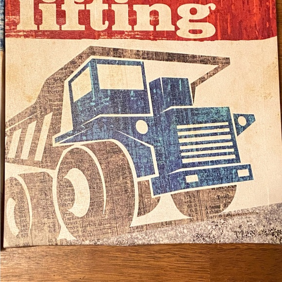 Construction Trucks Tow Lifting Haul Trucks Canvas Wall Hangings Set Of 3 - Picture 4 of 8